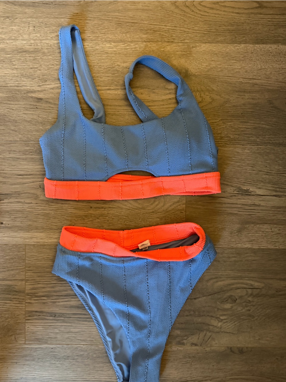 aerie Blue and Orange Ribbed Bikini Set